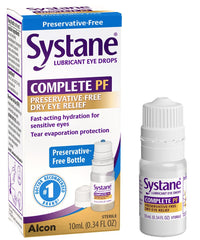 Systane Complete PF bottle close-up for on-the-go hydration.