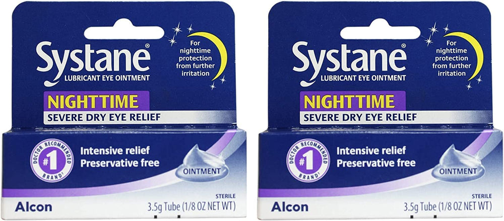 Systane Nightime Eye Ointment 2-pack packaging for overnight use
