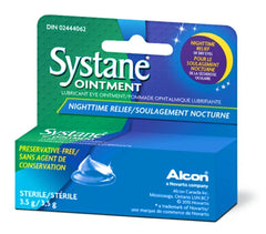 Systane Nighttime Eye Ointment jar provides overnight hydration for dry eyes.