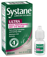 Systane Ultra eye drops bottle delivering immediate moisture