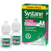 Systane Ultra twin pack 10 mL bottles for daily eye moisture.