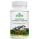 SZCZEKIN AHCC 1500mg bottle on a clean counter, suggesting daily immune support.