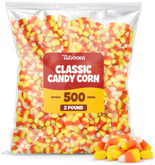 Taboom bulk candy corn 2lb bag for parties, trick-or-treats, and snacking.