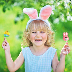 Taboom egg-shaped lollipops brighten candy tables and classroom treat exchanges.