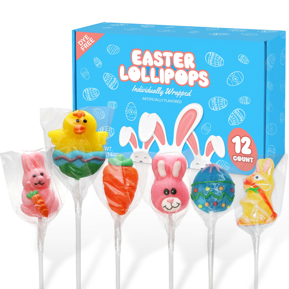 Taboom Easter Lollipops Variety Pack with bunny, egg, and carrot shapes for Easter baskets.