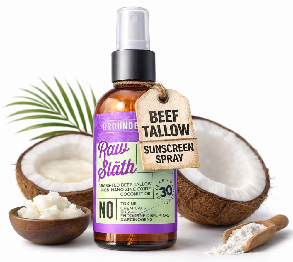 Grounded Labs sunblock bottle showing mineral SPF 30 for daily outdoor protection