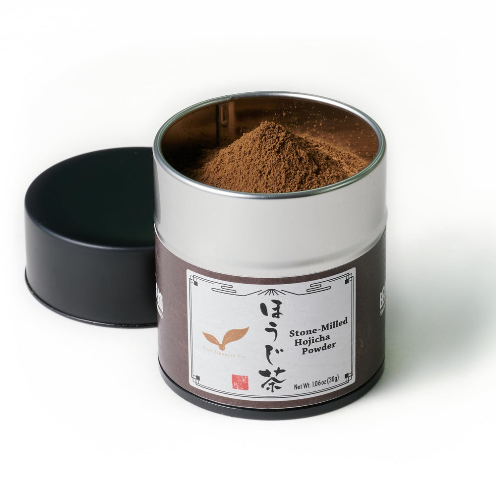 TAGASHIRA CHAHO Hojicha powder—stone-milled texture for ultra-smooth blends in lattes.