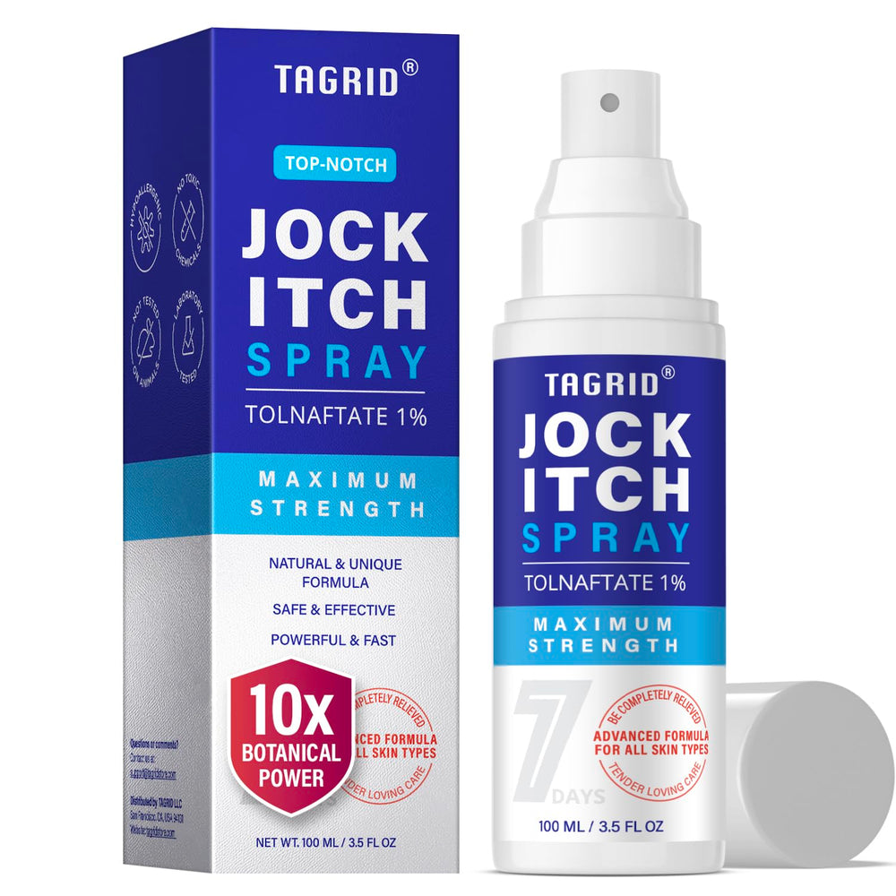 TAGRID Jock Itch Spray bottle shows fast-acting relief for home use