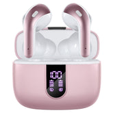 TAGRY X08 earbuds with LED display on case shows battery levels for quick power check