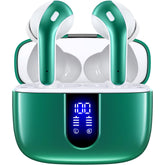 TAGRY X08 earbuds with LED power display on the charging case for quick battery checks