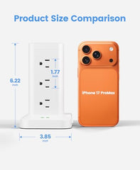 TAGZILO power strip tower USB ports highlighted for fast charging convenience.