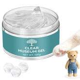 Tailgenci Clear Exhibit Gel jar close-up for invisible mounting of delicate items.