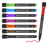 Taja magnetic dry erase markers with eight colors and magnetic caps for easy storage.