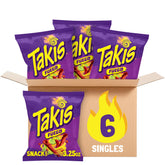 Takis Fuego rolled chips show crisp bite for on-the-go snacking.