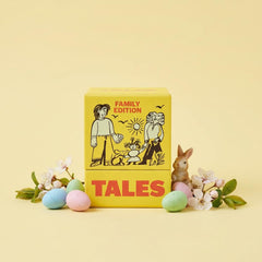 TALES card deck on table during family dinner, sparking conversation across generations.
