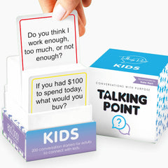 Talking Point Cards deck on table sparks engaging family conversation and bonding.