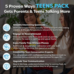 Talking Point Cards Teens edition: personal well-being topics deck for reflective family conversations.
