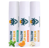 Tallowbourn Sweet Orange lip balm swatch, hydrating citrus formula.