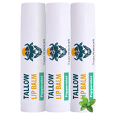 Tallowbourn peppermint lip balm tube closeup delivering cooling hydration