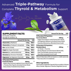 Talyvoriathor TriThyroAxis label close-up shows triple-pathway formula
