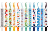 TAMHOO 12-pack pacifier clips with dinosaurs pattern keep pacifiers within reach