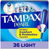 Tampax Pearl leakguard braid provides reliable leak protection.
