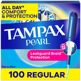 Tampax Pearl regular absorbency tampons in packaging variation for on-the-go protection.