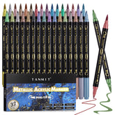 TANMIT 32-color metallic markers with dual-tip for precise detailing.