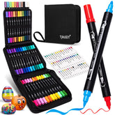 Tanmit 48-color dual-tip pens in case for organized DIY art