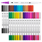 Tanmit dual brush marker pens set with 36 colors for vibrant coloring projects