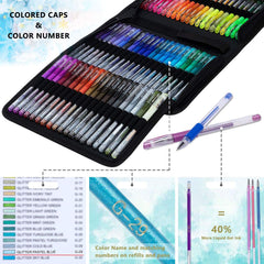 TANMIT glitter pens close-up showing sparkly ink for detailed designs