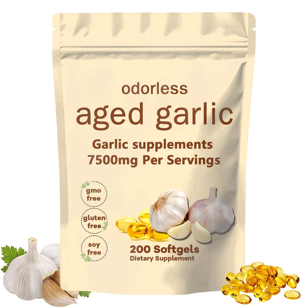 TANSPRESSO Primus aged garlic softgels bottle with odorless formula for daily immune support.