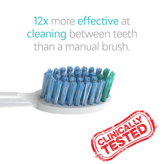 Three spiraling edge points on a TAO Clean whitening head for thorough cleaning