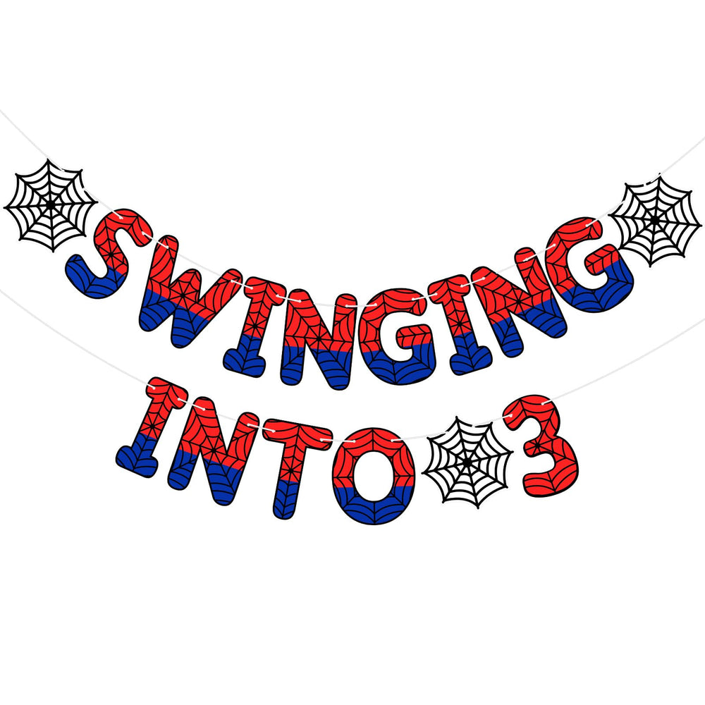 TaoBary Spider Theme 3rd Birthday Banner with spider-pattern focus, perfect for vibrant party backdrops.