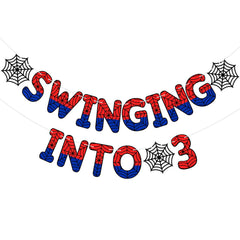 TaoBary Spider Theme 3rd Birthday Banner with spider-pattern focus, perfect for vibrant party backdrops.