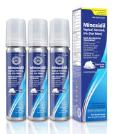 TARO Minoxidil 5% foam bottle for daily scalp hair regrowth support.