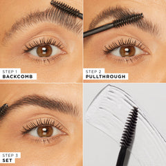 tarte brows for days framing gel after-use brow line shows defined, natural lamination look