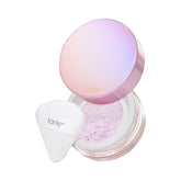 Tarte Creaseless powder lavender compact demonstrates shine control and a soft-focus finish.
