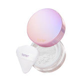 tarte creaseless setting powder jar closeup shows featherweight texture for all day shine control