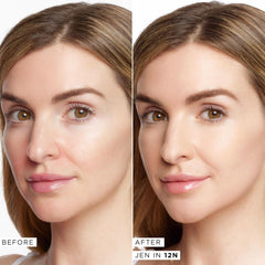 tarte Face Tape application texture demonstrates smooth, flawless skin.