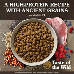 Taste of the Wild Ancient Wetlands ancient grains kibble for protein and fiber.