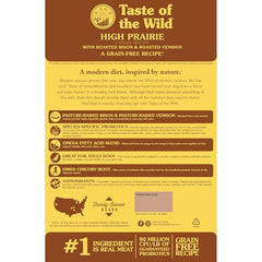Close-up of Taste of the Wild High Prairie kibble texture for grain-free nutrition