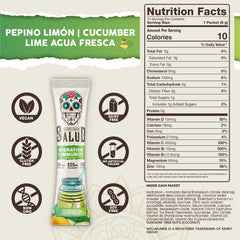 Taste Salud cucumber lime agua fresca mix offers refreshing flavor during workouts.