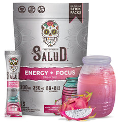 Taste Salud dragon fruit energy packets for on-the-go focus and clean energy.