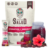 Taste Salud hibiscus immunity packet on the go with low sugar and hydration support.