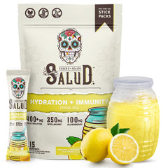 Taste Salud hydration packet Lemonade front label for on the go hydration