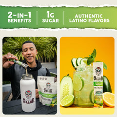 Taste Salud immunity electrolytes powder highlights electrolyte blend for daily energy.