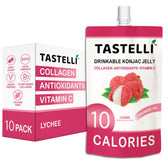 Tastelli Konjac Jelly Lychee pouch—on-the-go, low-calorie snack.