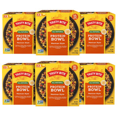 Tasty Bite Mexican Protein Bowl ready-to-eat with colorful beans and rice.