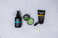 Tattoo Goo aftercare lotion tube, lightweight formula for itch relief during healing.